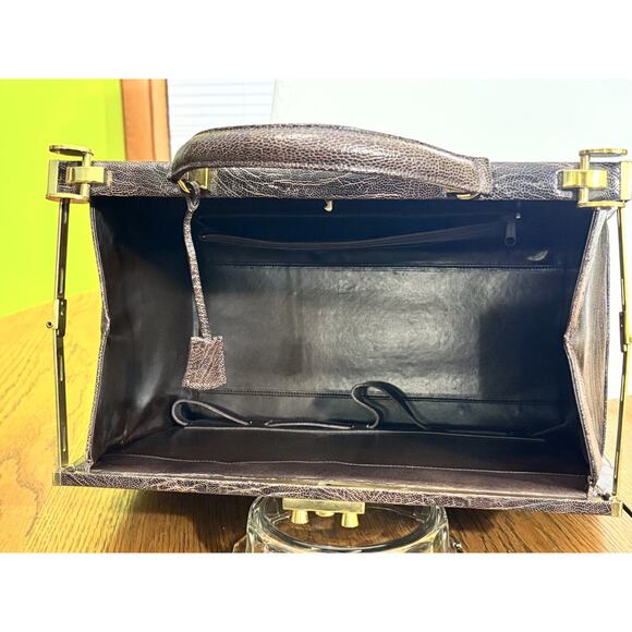 Vintage Luc Benoit Shiny Brown SnakeSkin Top Handle Framed Doctor’s Bag - Picture 9 of 13